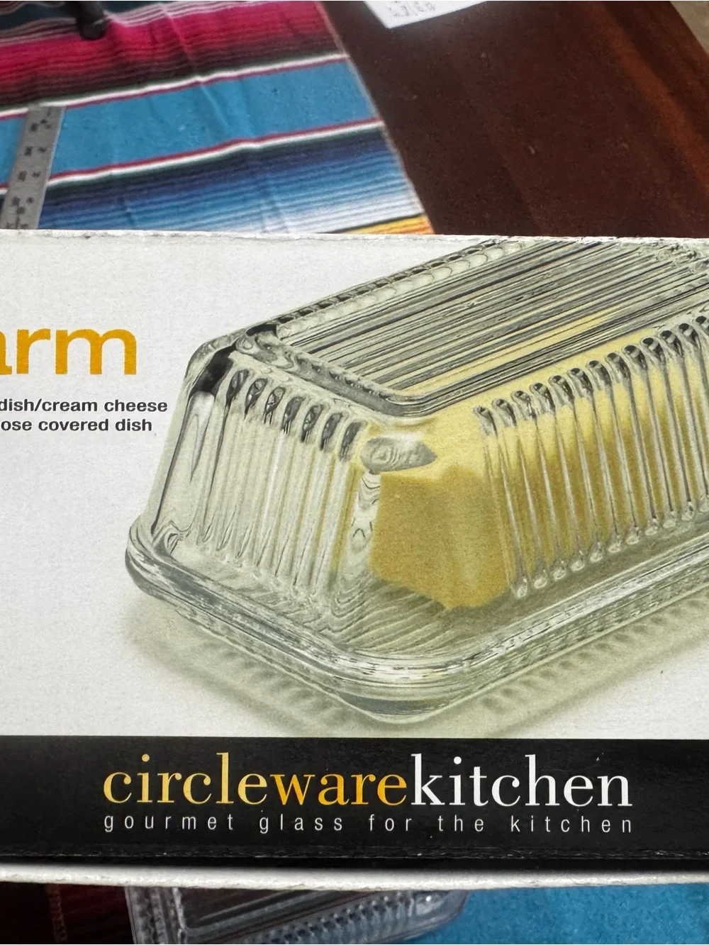 Circleware Kitchen Clear Glass Butter Dish - Farm Collection